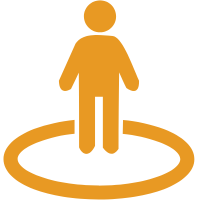 a graphic of a person standing inside a circle